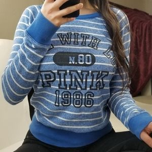 PINK Victoria's Secret Blue White Striped Sweater